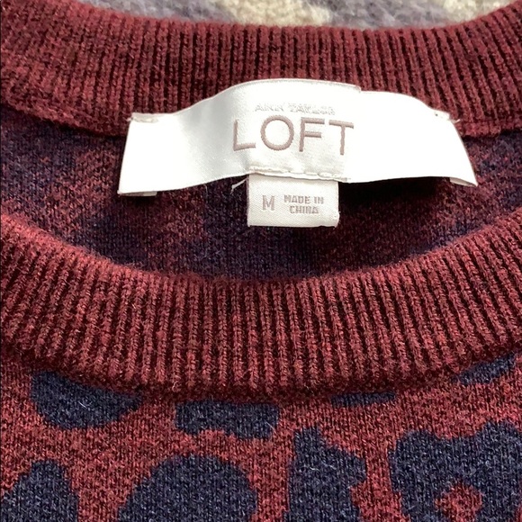 LOFT - Burgundy Leopard Sweater - Picture 4 of 12